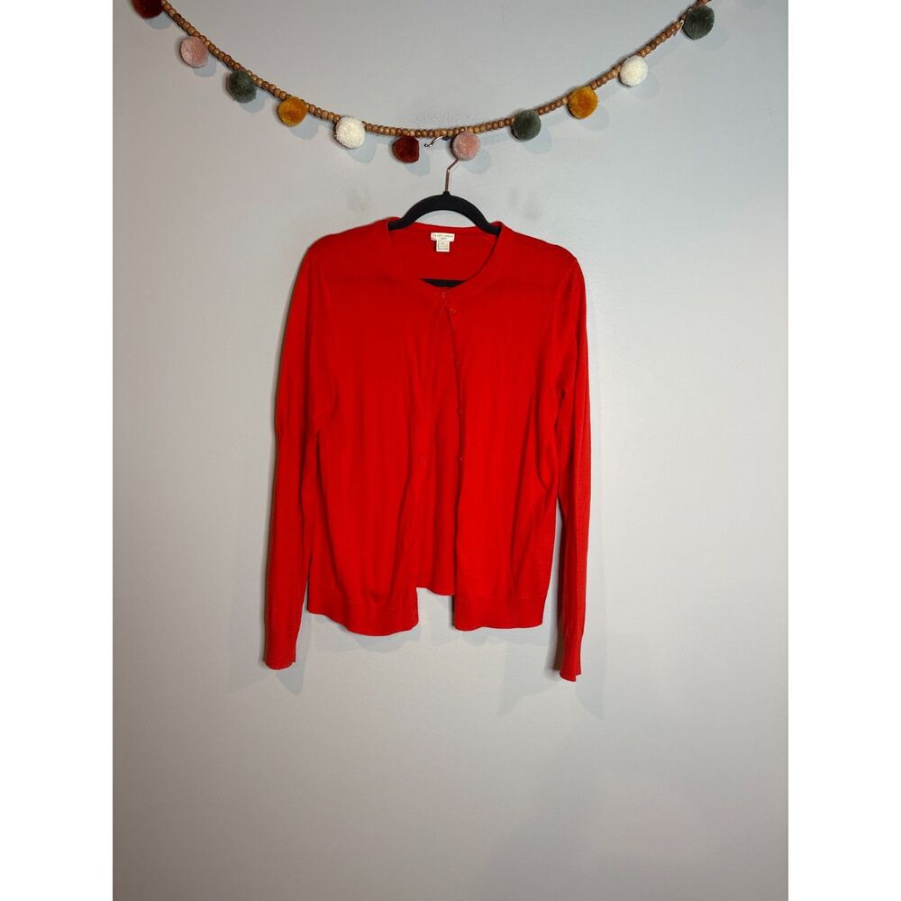 J. Crew red orange Caryn cardigan sweater